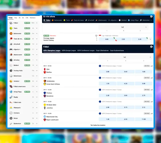 Selección del mercado de apuestas